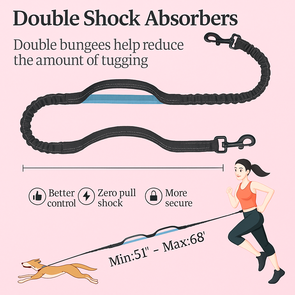 Hands Free Dog Leash with Zipper Pouch